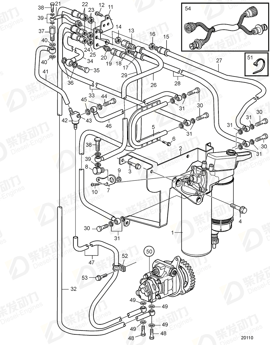VOLVO Fuel pipe 20520748 Drawing